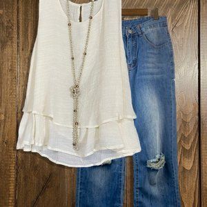 NWT Casual Cascading Ruffled Tank XXL (fits like XL)